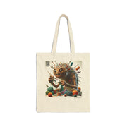 Knitting monster knitting Cotton Canvas Tote Bag