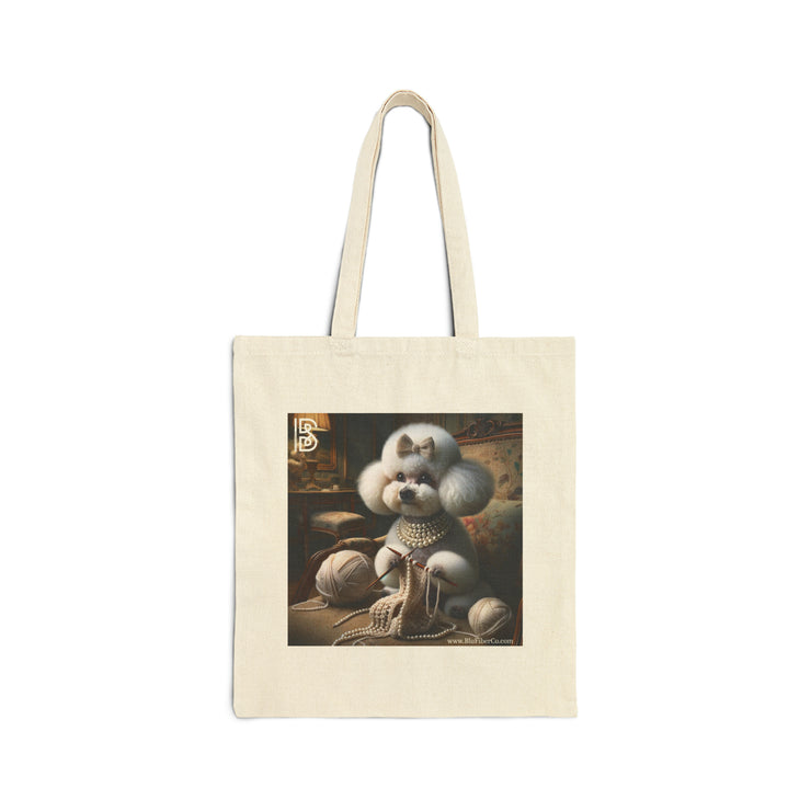 Fancy Bichon Poodle Dog CC Knitting Cotton Canvas Tote Bag